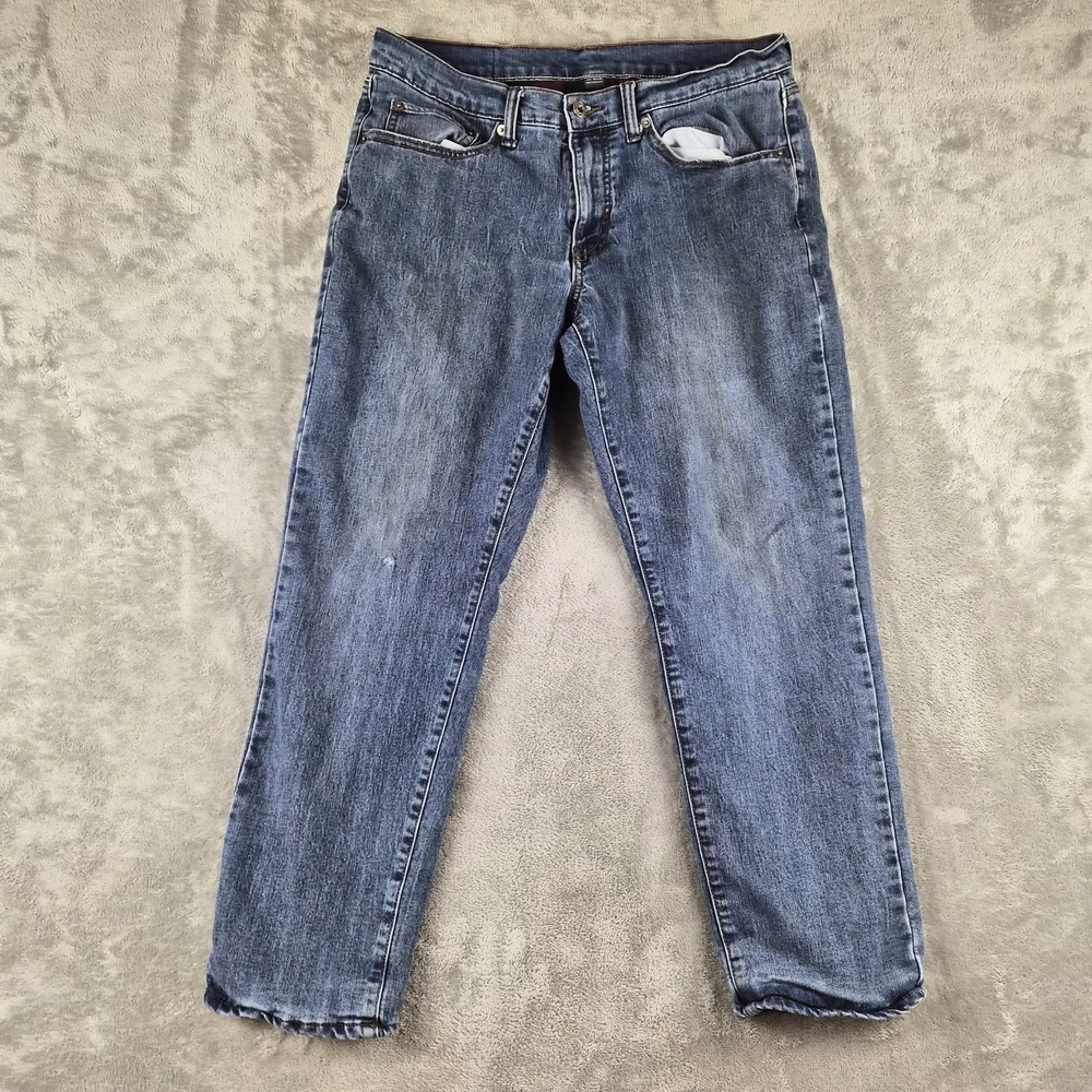 Eddie Bauer Jeans Men 32x30 Blue Denim Flannel Lined Bufflo Plaid Winter Outdoor